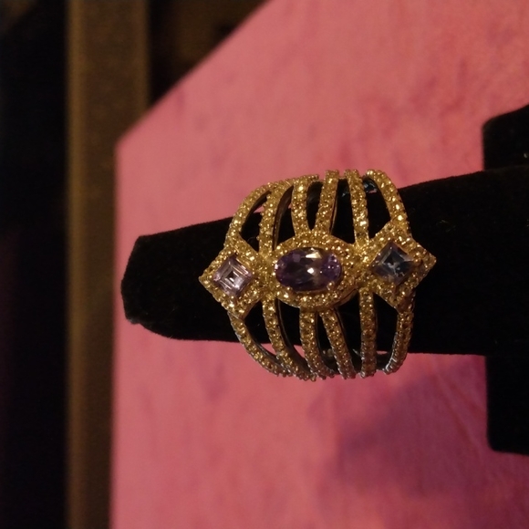 Stamped .925 Tanzanite and Zircon Ring6.7 Grams